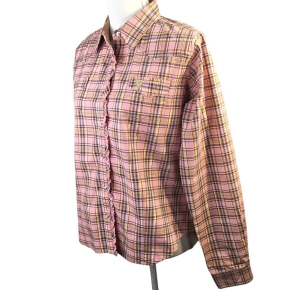 Twenty X 20X Tailored Fit Western Pearl Snap Shirt Blouse Top Metallic Size M/10 - Picture 3 of 9